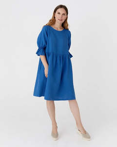 Oversized Linen Dress - Cobalt blue