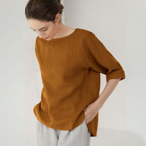 BILBERRY Linen Top - Bronze