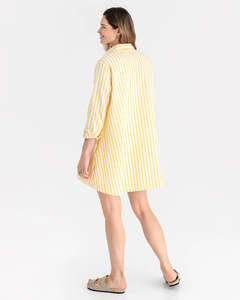 Wanaka Oversized Linen Shirt - Yellow Stripe