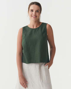 Sardinia Linen Top – Deep Green