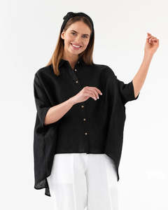 Oversized Linen Shirt - Black