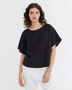 Oversized Linen T-Shirt - Black