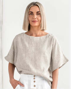 Oversized Linen T-Shirt - Natural