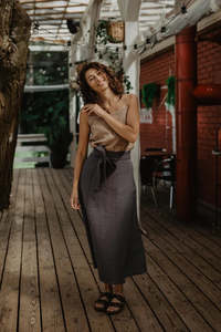 Iris Linen Skirt | Charcoal