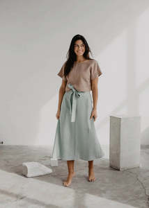 Iris Linen Skirt | Sage