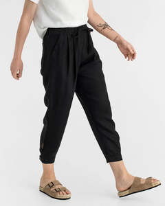 Montauk Linen Pants in Black