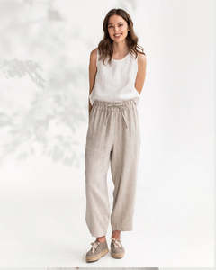 Baggy Linen Pants in Natural
