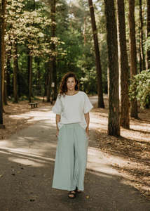 Pants: Isabella Wide Linen Pants - Sage