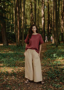 Pants: Isabella Wide Linen Pants - Butter