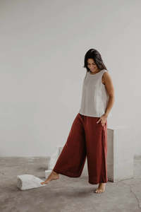 Isabella Wide Linen Pants - Terracotta