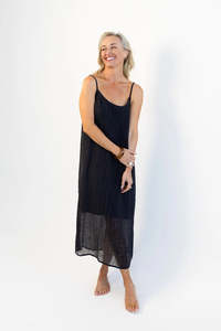 Sleepwear: Luxe Linen Slip - Midnight