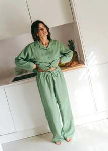 Sleepwear: Olivia Linen Set | Matcha Green