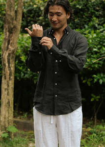 All Mens Fashion: Mens Classic Linen shirt - Black