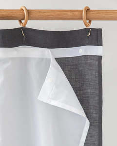 Waterproof Linen Shower Curtain - Charcoal