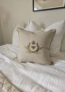 Cushions Throws: HAND EMBROIDERED - Bee Cushion | NATURAL