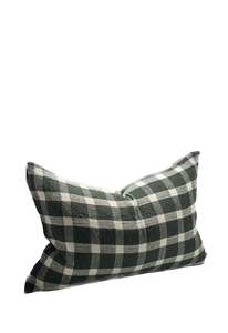 Linen Cushion | Dark Green Check