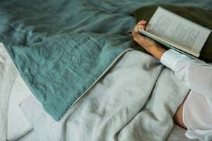 Quilts Bed Covers: Linen Bed Cover | Thyme & White | Made in Italy