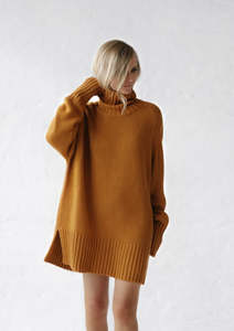 Knitwear: Turtleneck Sweater | Mustard