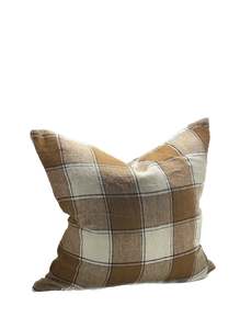 Linen Cushion | Tabacco Check