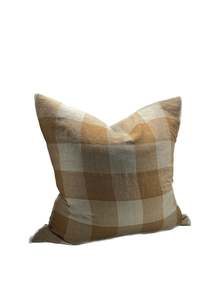 Cushions Throws: Linen Cushion | Toffee Check