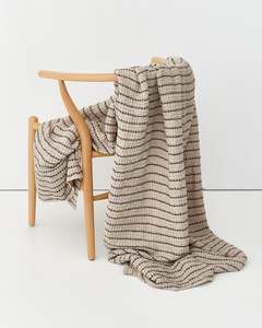 Throws Blankets: Striped waffle blanket – Natural Stripe