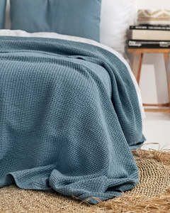Waffle Blanket – Grey Blue
