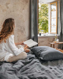 Dark Moody: Charcoal Linen curtain - European Oeko-Tex® certified