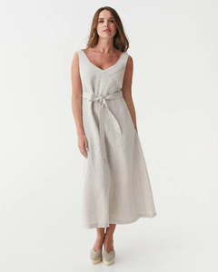 A-line Linen Dress - Natural