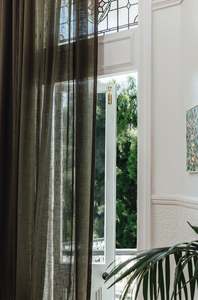 Linen Curtians: Kumo Sheer Curtains - Moss