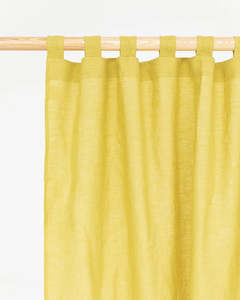 Natural Linen Stonewashed Curtains | Lemon Yellow