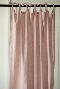 Natural Linen Stonewashed Curtains | Dusky Pink