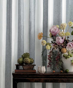 Linen Curtians: Kyoto Stripe -100% Pure Linen