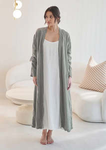 Linen Robe | Olive
