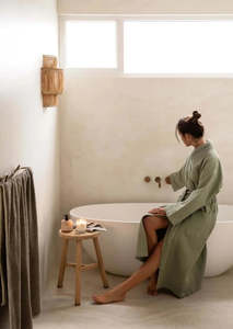 Bathrobes: Spa Waffle Bathrobe | Sage