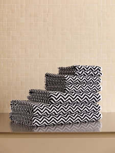 Hand Towels: Herringbone Black & White Towels