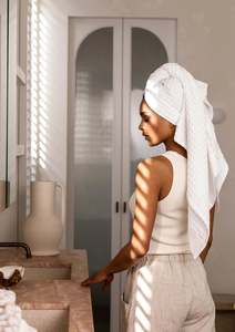 Linen Waffle Towel Set | White