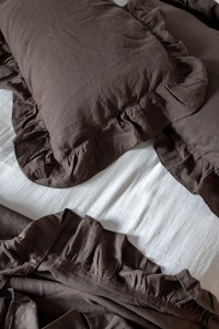 Hand: The Reverie Pillowcases – Cocoa Ruffle