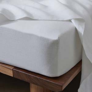 French Flax Linen Fitted Sheet | Pure White
