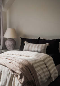 King Single Bed Linen Online Nz: Linen Duvet Cover || Wide Stripe