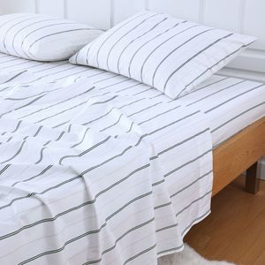 White Natural: Cape Cod Stripe Sheet Set – Leaf