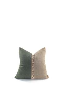 Yacht cushion cover -Green & Natural