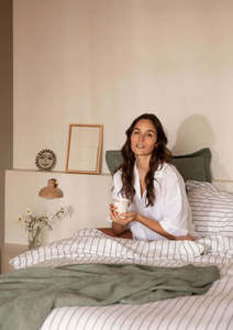 Sheet Sets Linen: Bold Stripe Sheet Set | Sage