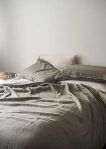 Linen Flat Sheets: Linen Flat Sheet | Olive