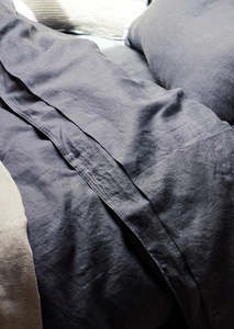 Linen Flat Sheets: French Flax Linen Flat Sheet | Denim