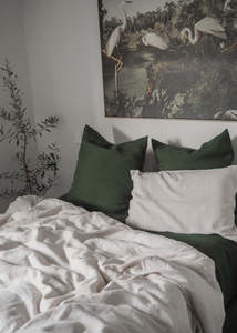 Linen Flat Top Sheet | Forest Green | Made in New Zealand