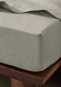 Queen Linen Fitted Sheet | Bone