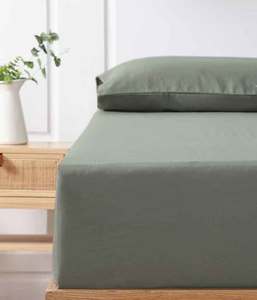 Linen Fitted Sheet: Linen Fitted Sheet | Olive