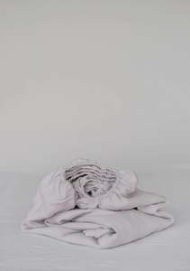 Linen Fitted Sheet: Soft Taupe Linen Fitted Sheet