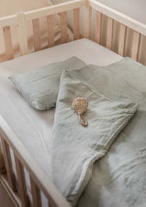 Childrens Bed Linen: Cot Linen Duvet Set | Sage