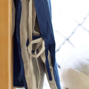 Childrens Bed Linen: Pure Linen Duvet Cover | Natural & Marine | Cot Size